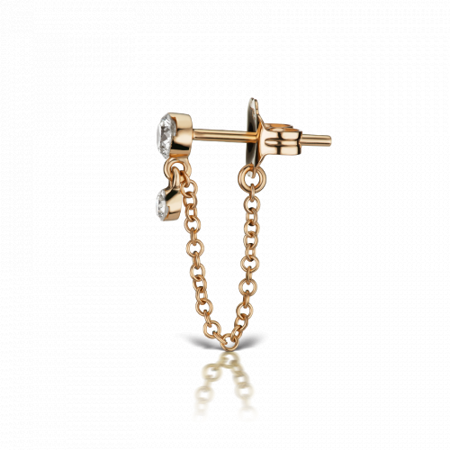 Invisible Set Diamond Dangle Chain Wrap Earstud
