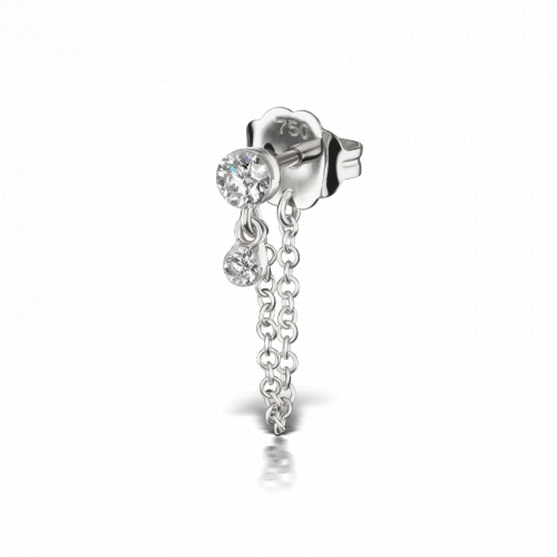 Invisible Set Diamond Dangle Chain Wrap Earstud