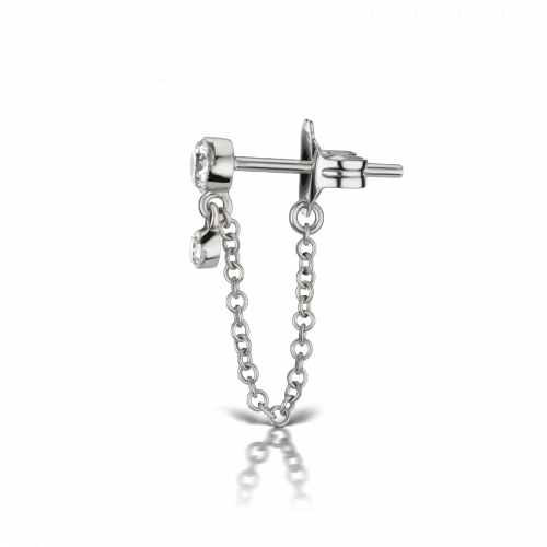 Invisible Set Diamond Dangle Chain Wrap Earstud
