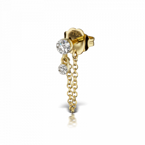 Invisible Set Diamond Dangle Chain Wrap Earstud