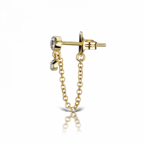 Invisible Set Diamond Dangle Chain Wrap Earstud