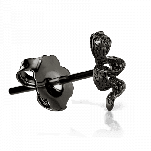 Small Engraved Snake with Diamond Eyes Earstud
