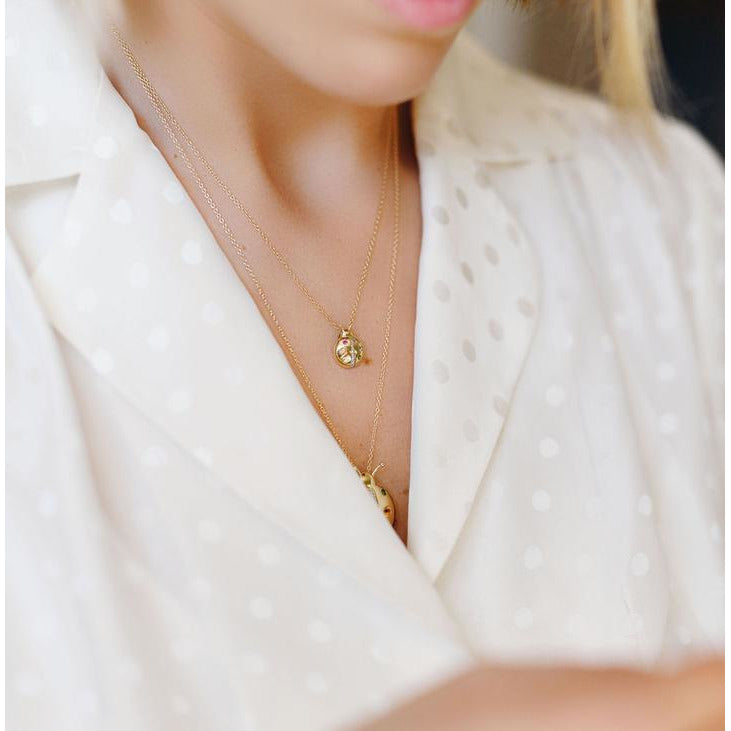 Multi Colored Baby Ladybug Necklace