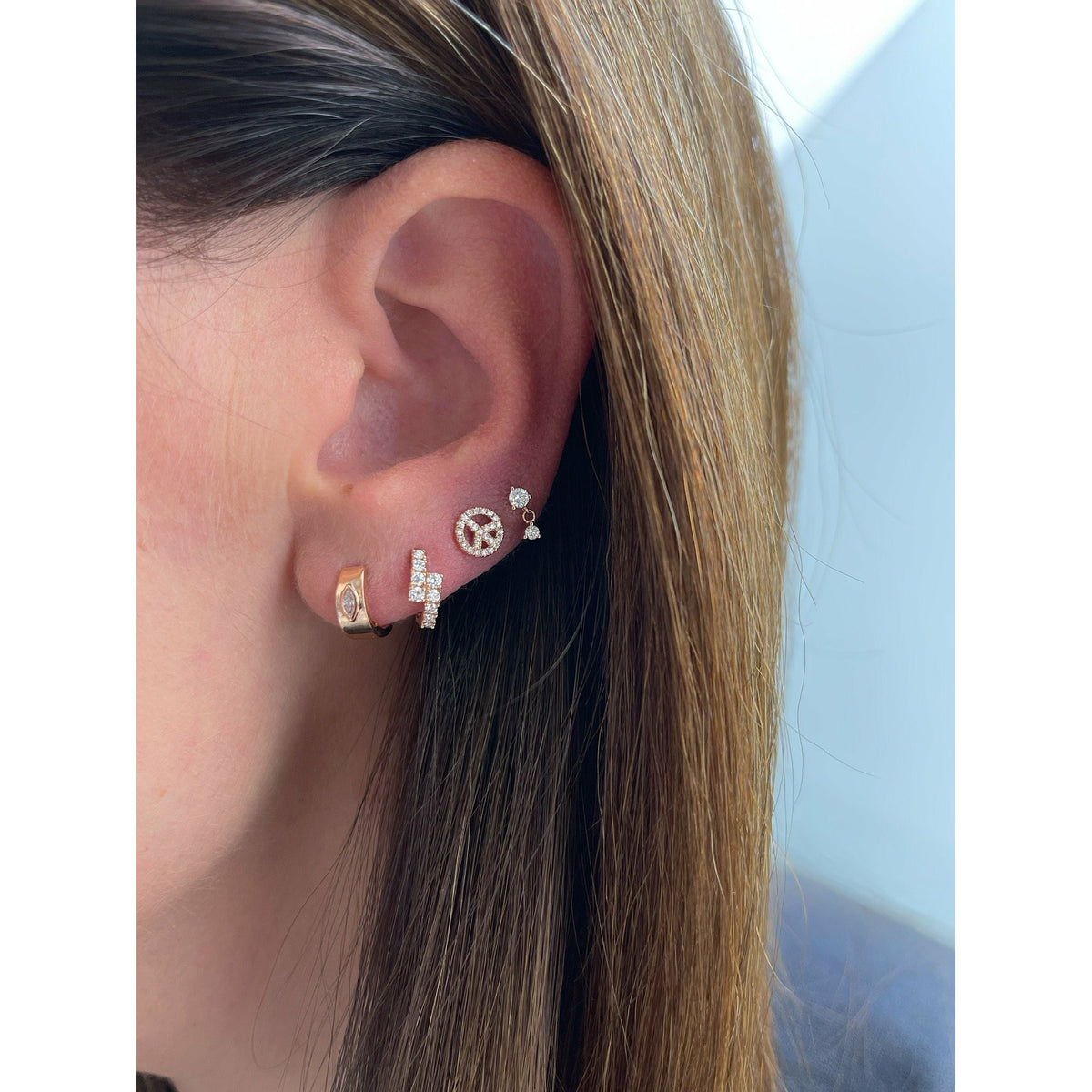 Prong Set Diamond Dangle Stud Earring