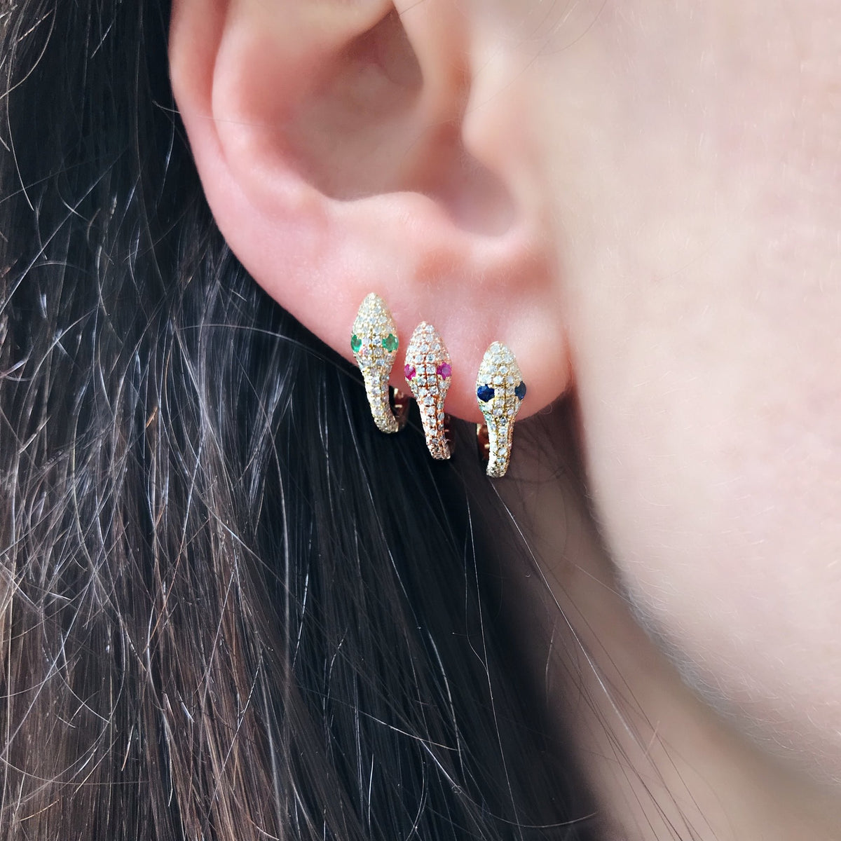 Diamond and Tsavorite Snake Earrings