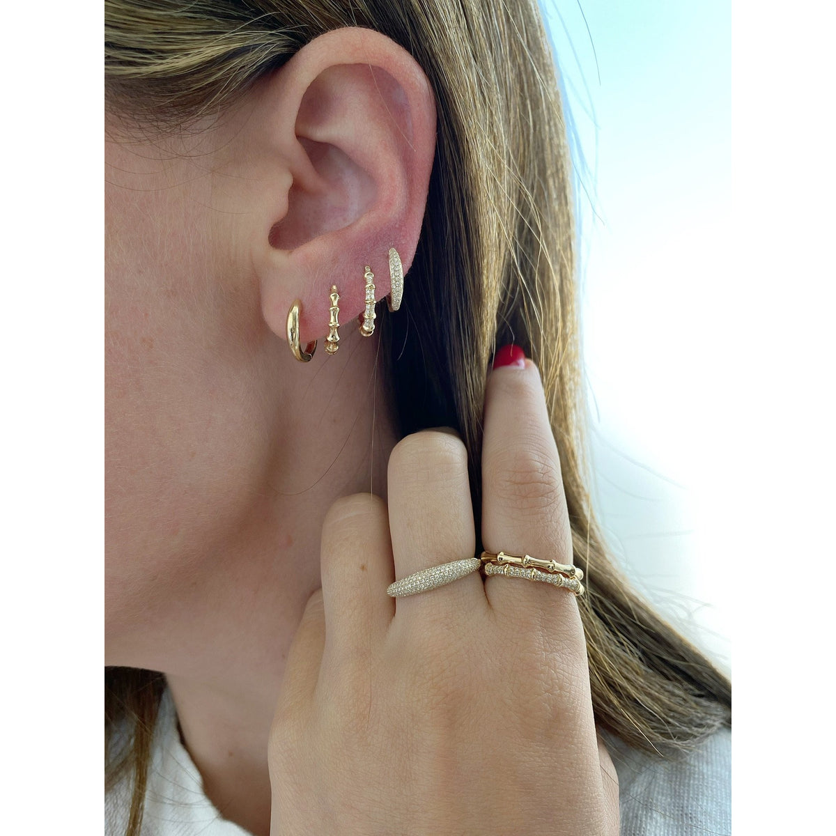 Diamond Dome Mini Huggie Earring