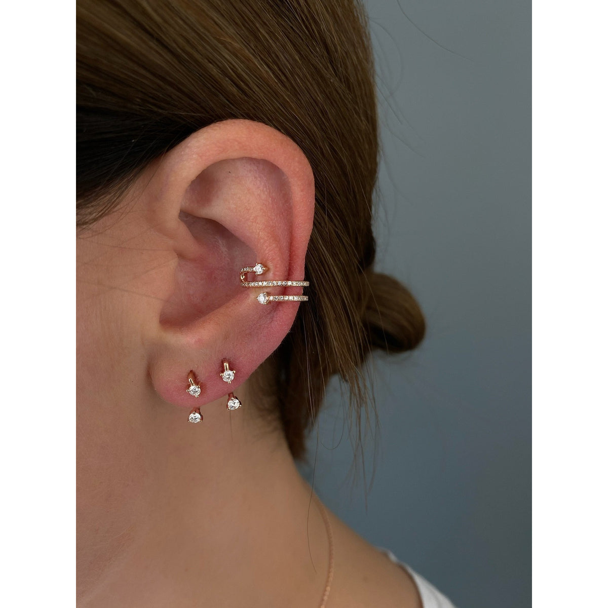 Double Prong Set Diamond Earring