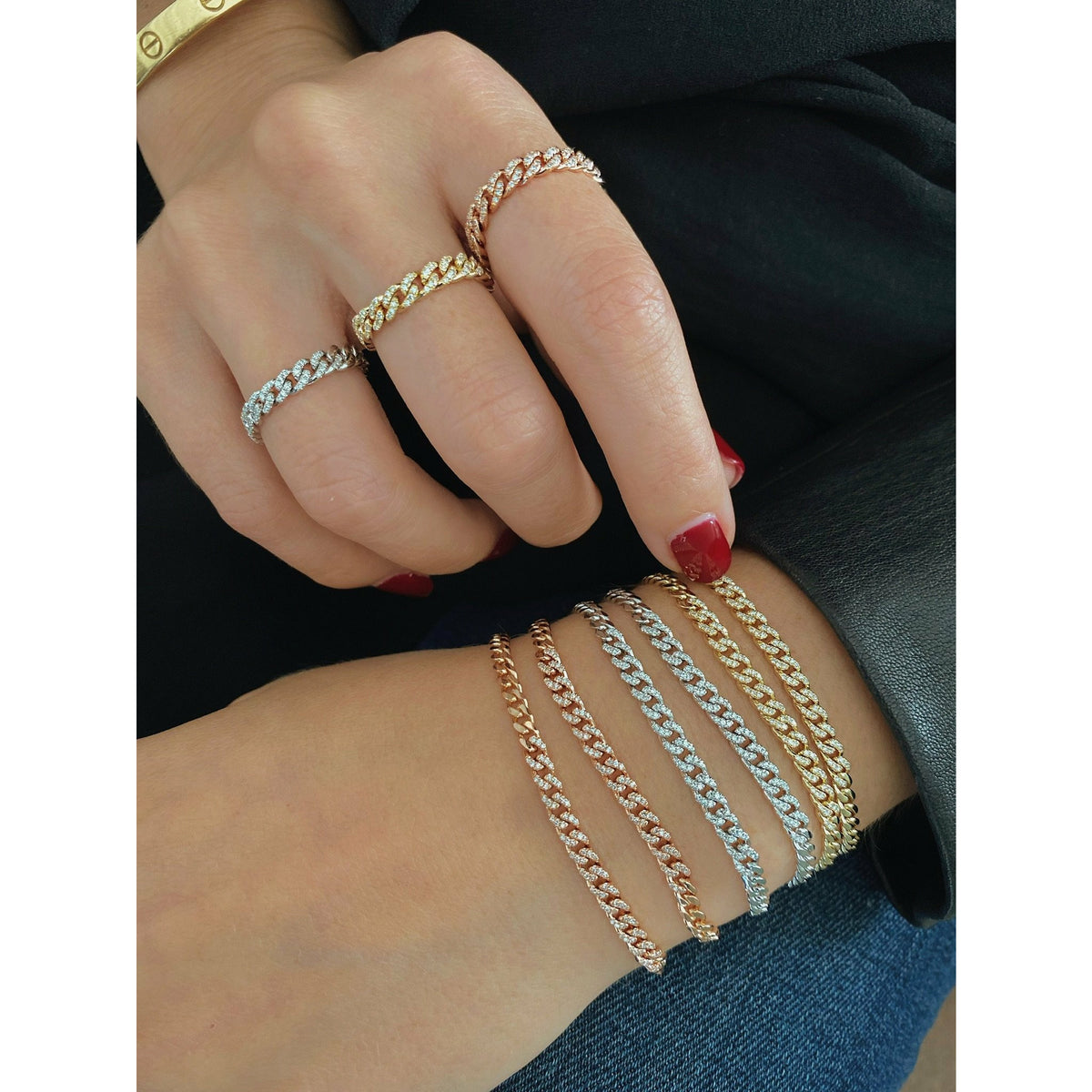 Diamond Mini Curb Chain Bracelet