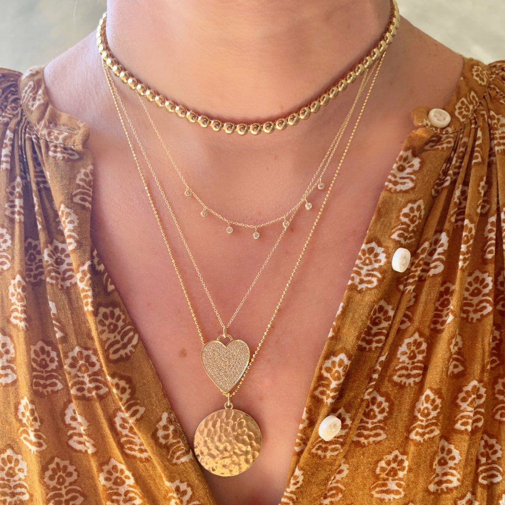Hammered Disc Pendant Necklace