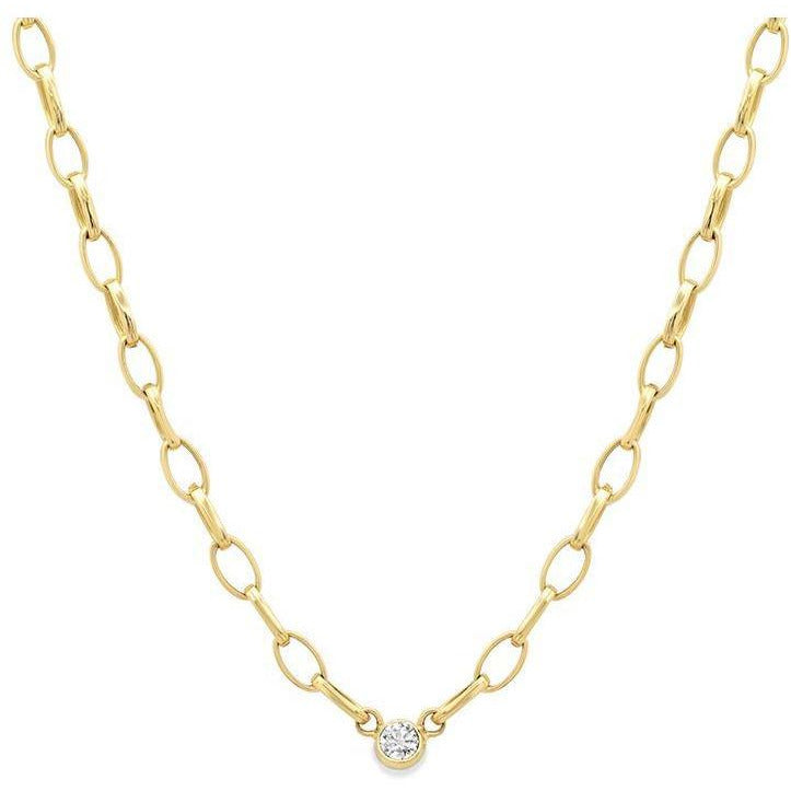 Small Edith Link Necklace with Single Bezel Accent