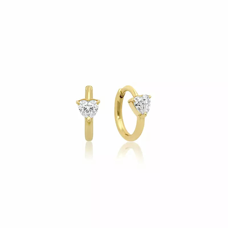Cartilage Huggies With Heart-Cut Diamond Accent