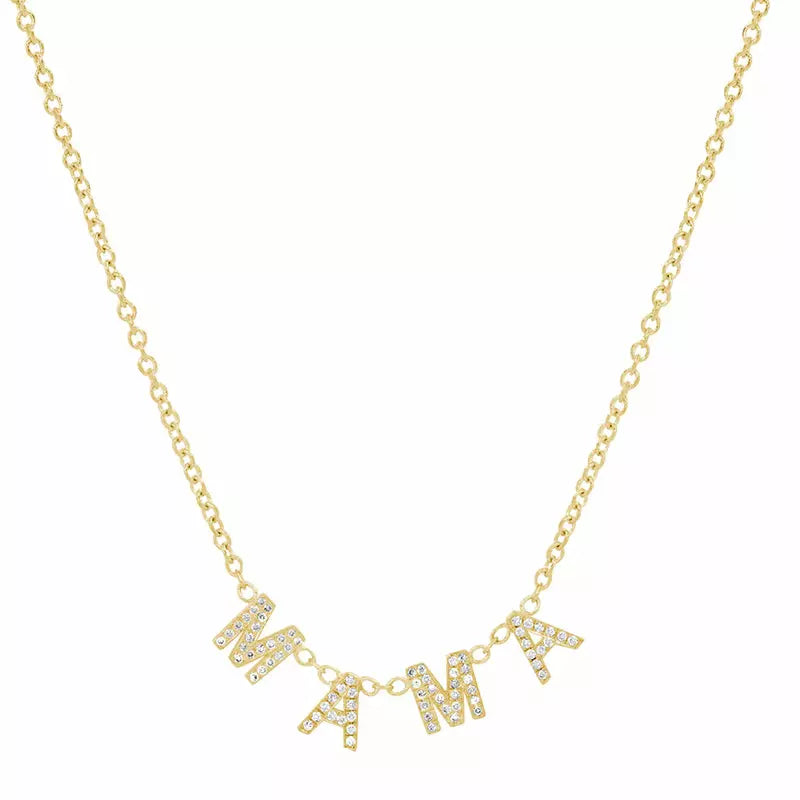 Mama Diamond Mini Uppercase Letter Necklace