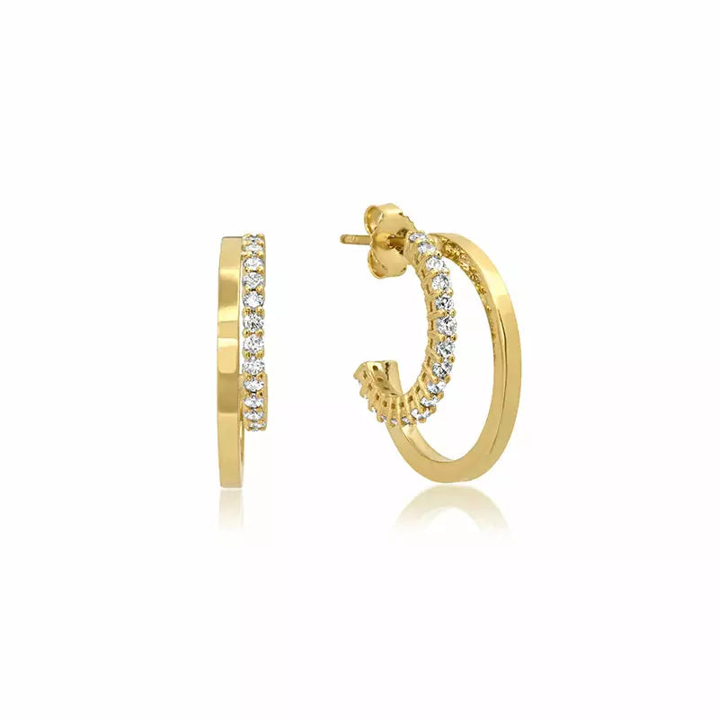 Thin and 4-Prong Diamond Double Hoops