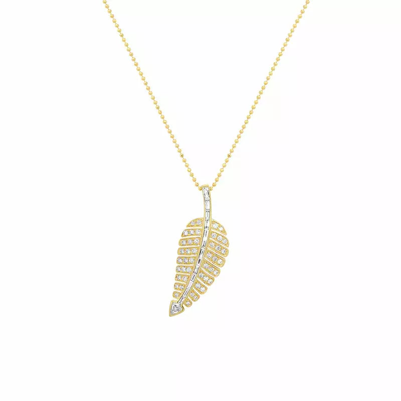 White gold sales leaf necklace