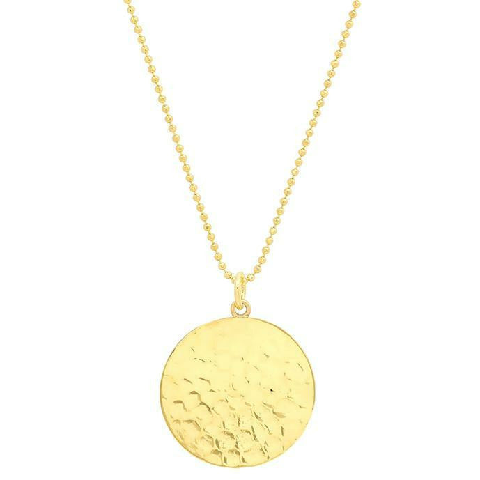 Hammered Disc Pendant Necklace