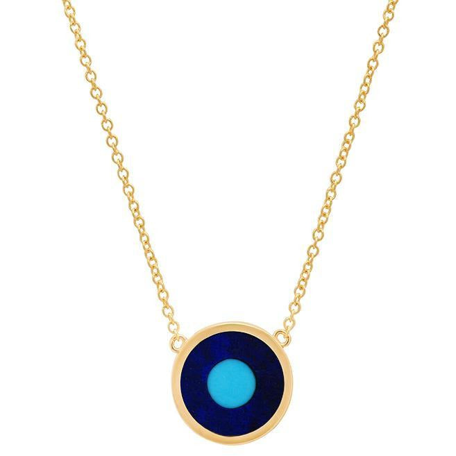 Mini Lapis Inlay Evil Eye Necklace