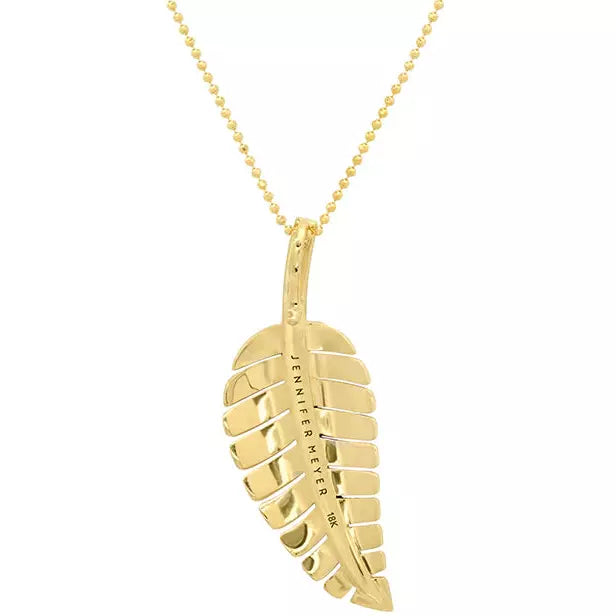 Large Leaf Necklace with Baguette-Cut Diamond Detail
