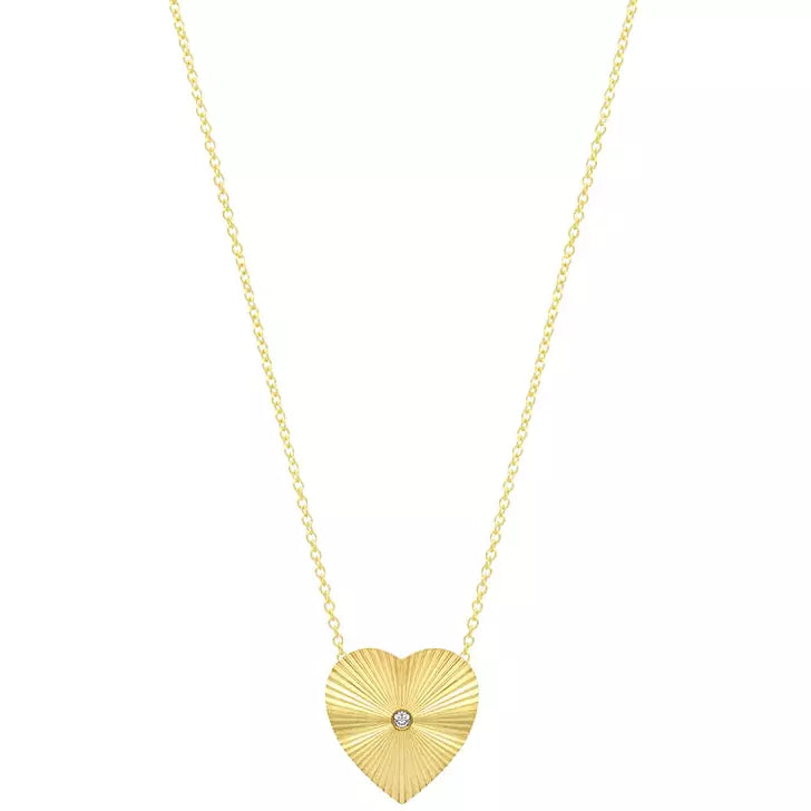Mini &#39;70s Heart Necklace with Diamond Accent