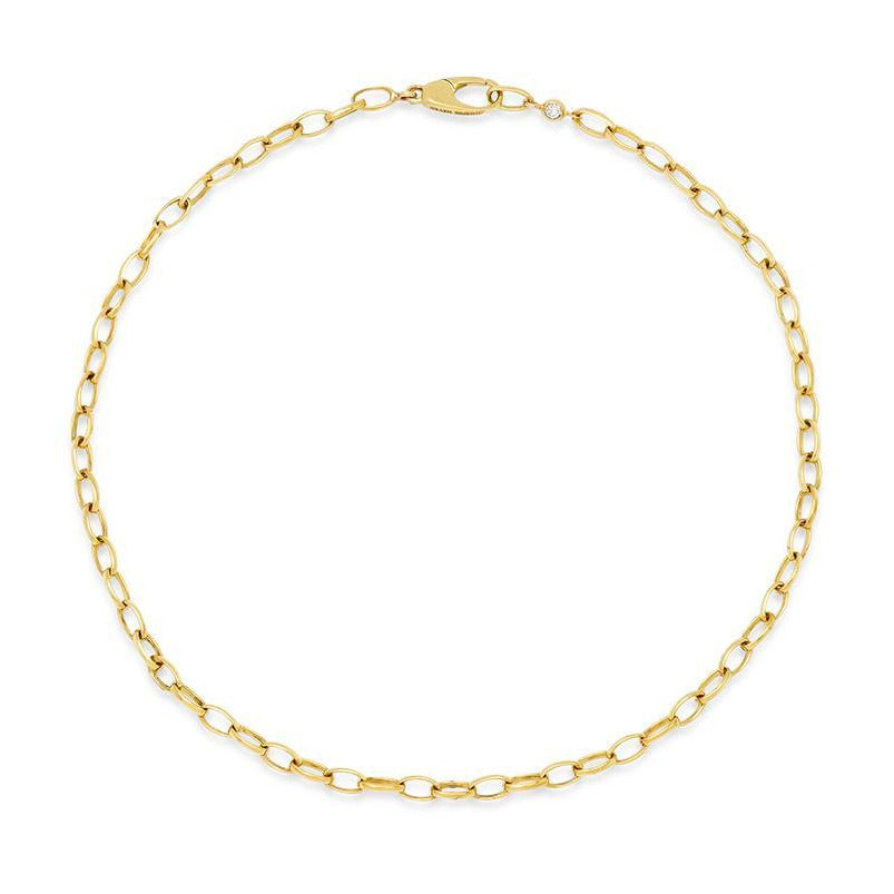 Small Edith Link Anklet With Diamond Bezel Accent