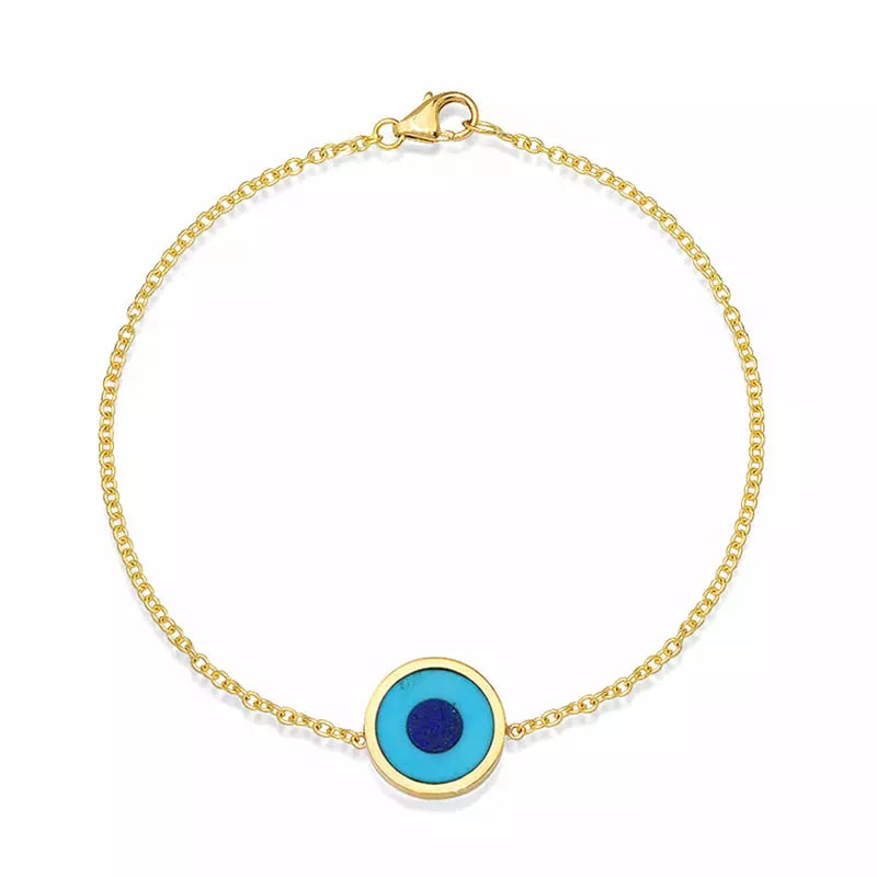Mini Turquoise Inlay Evil Eye Bracelet