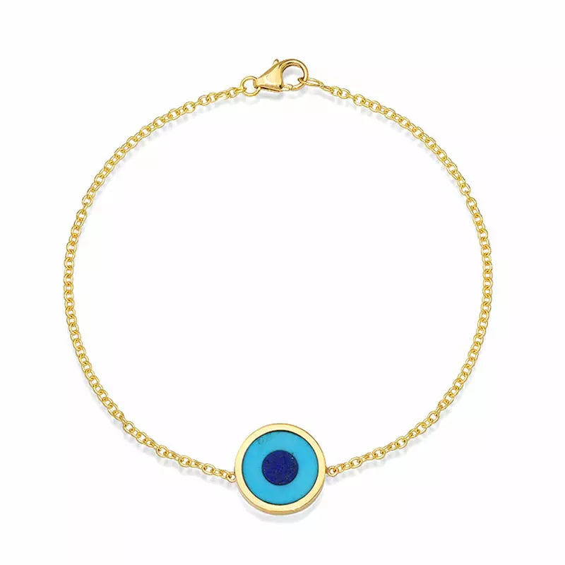 Mini Turquoise Inlay Evil Eye Bracelet