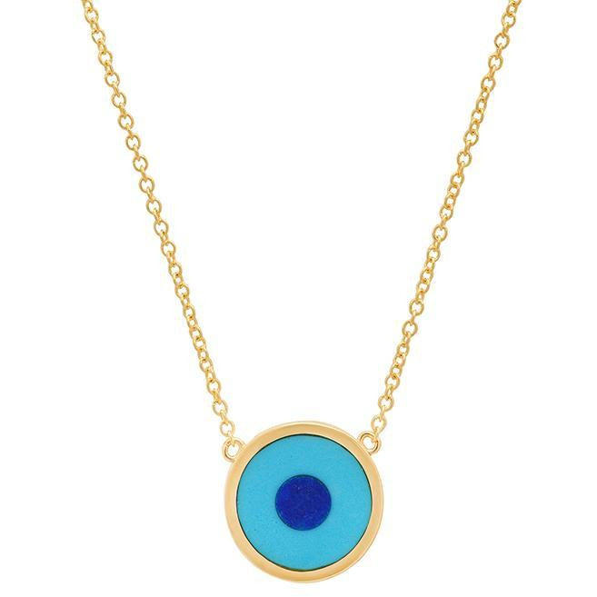 Mini Turquoise Inlay Evil Eye Necklace