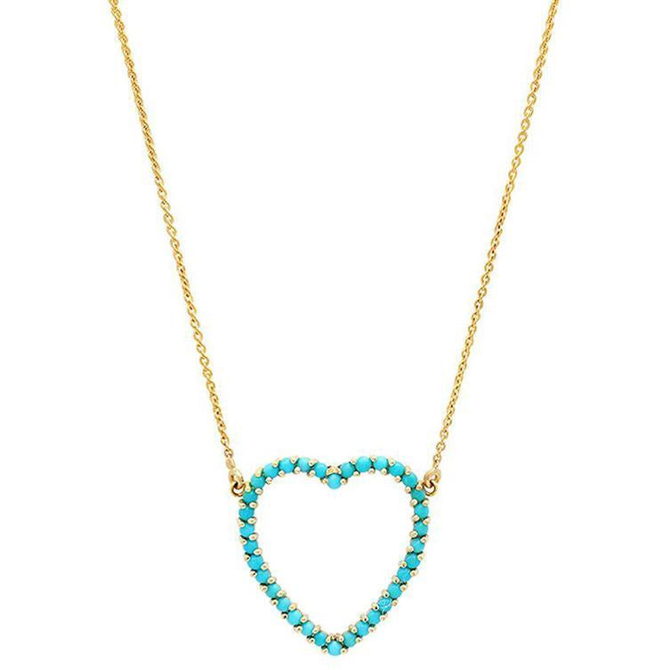 Large Turquoise Open Heart Necklace