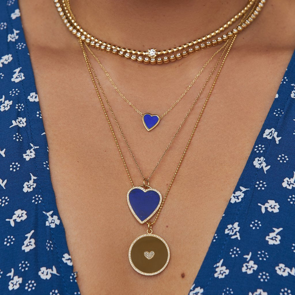 Mini Lapis Inlay Heart Necklace