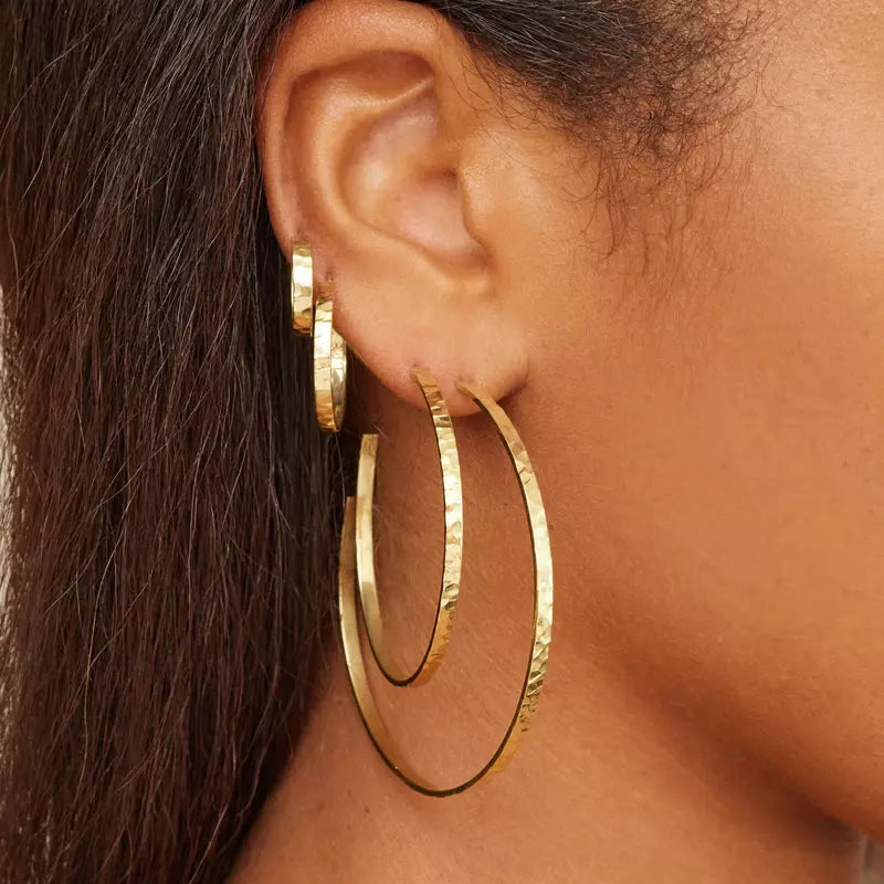Large Hammered Ellen Hoops