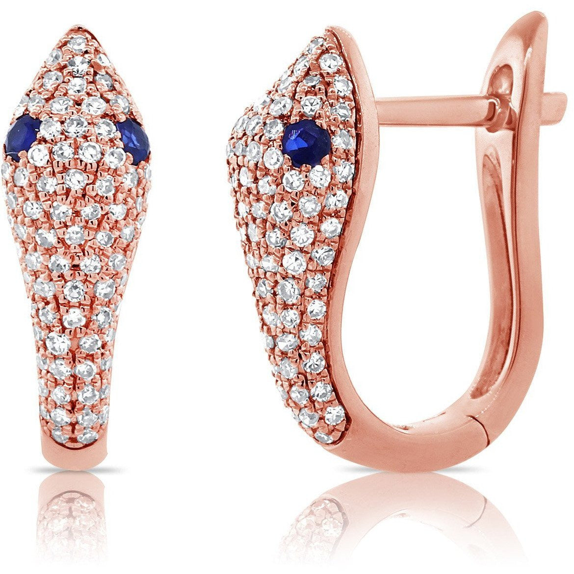 Diamond &amp; Sapphire Snake Huggie Earrings