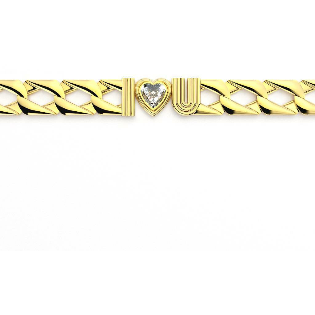 Radiant I Heart U Cuban Link Bracelet