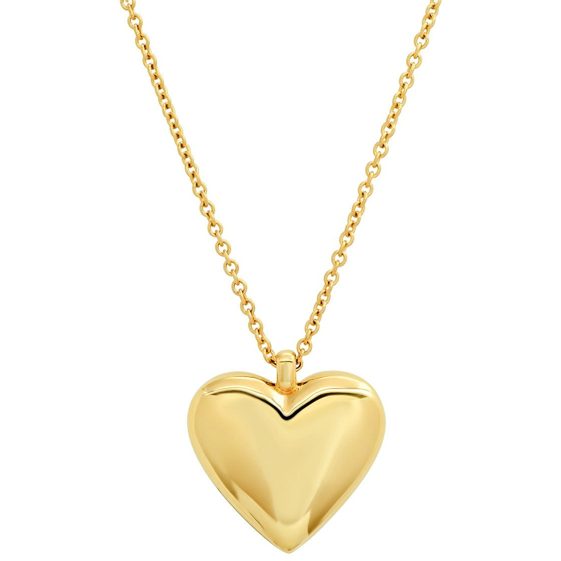 Large Reversible Diamond and Gold Puffy Heart Necklace