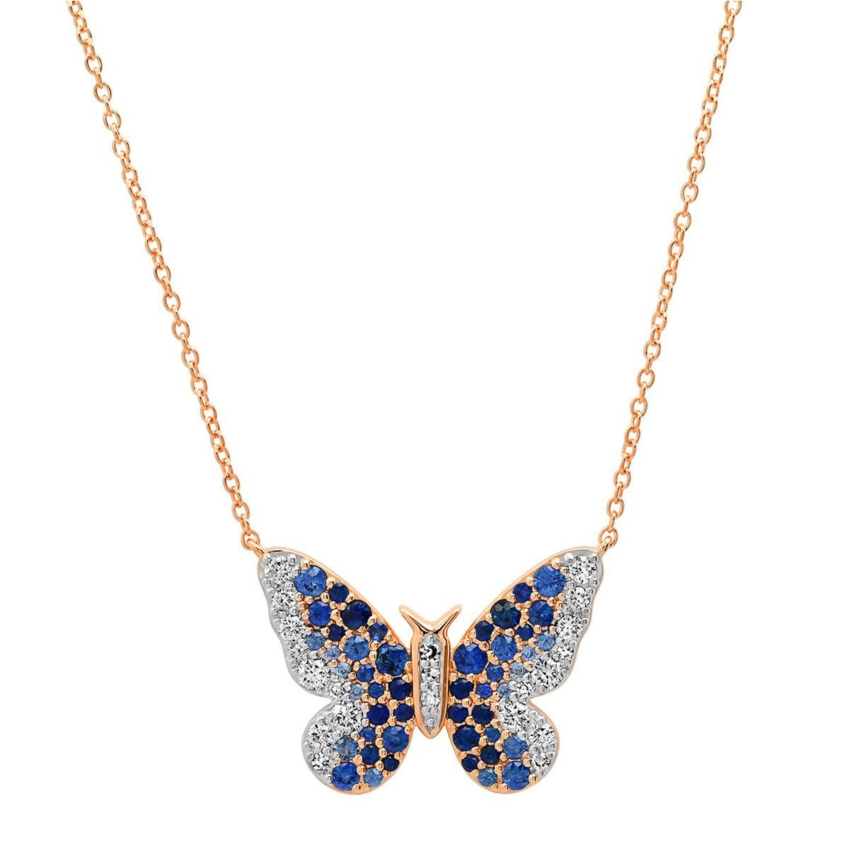 Blue and Diamond Ombré Butterfly Necklace