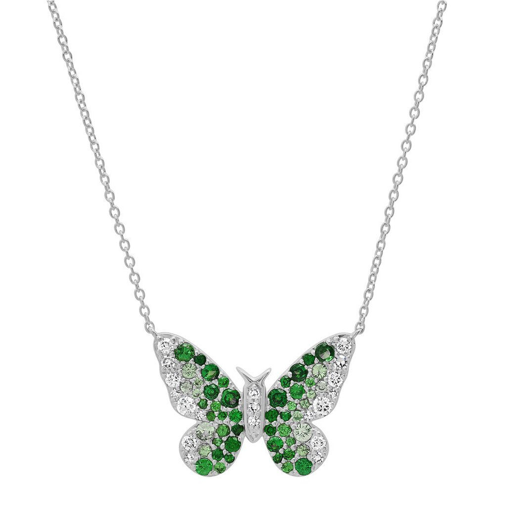 Green and Diamond Ombré Butterfly Necklace