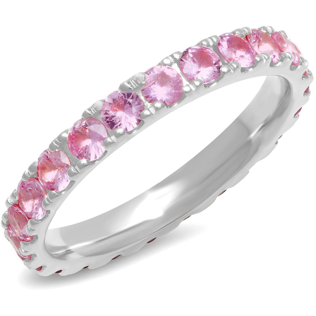 Large Pink Sapphire Eternity Band