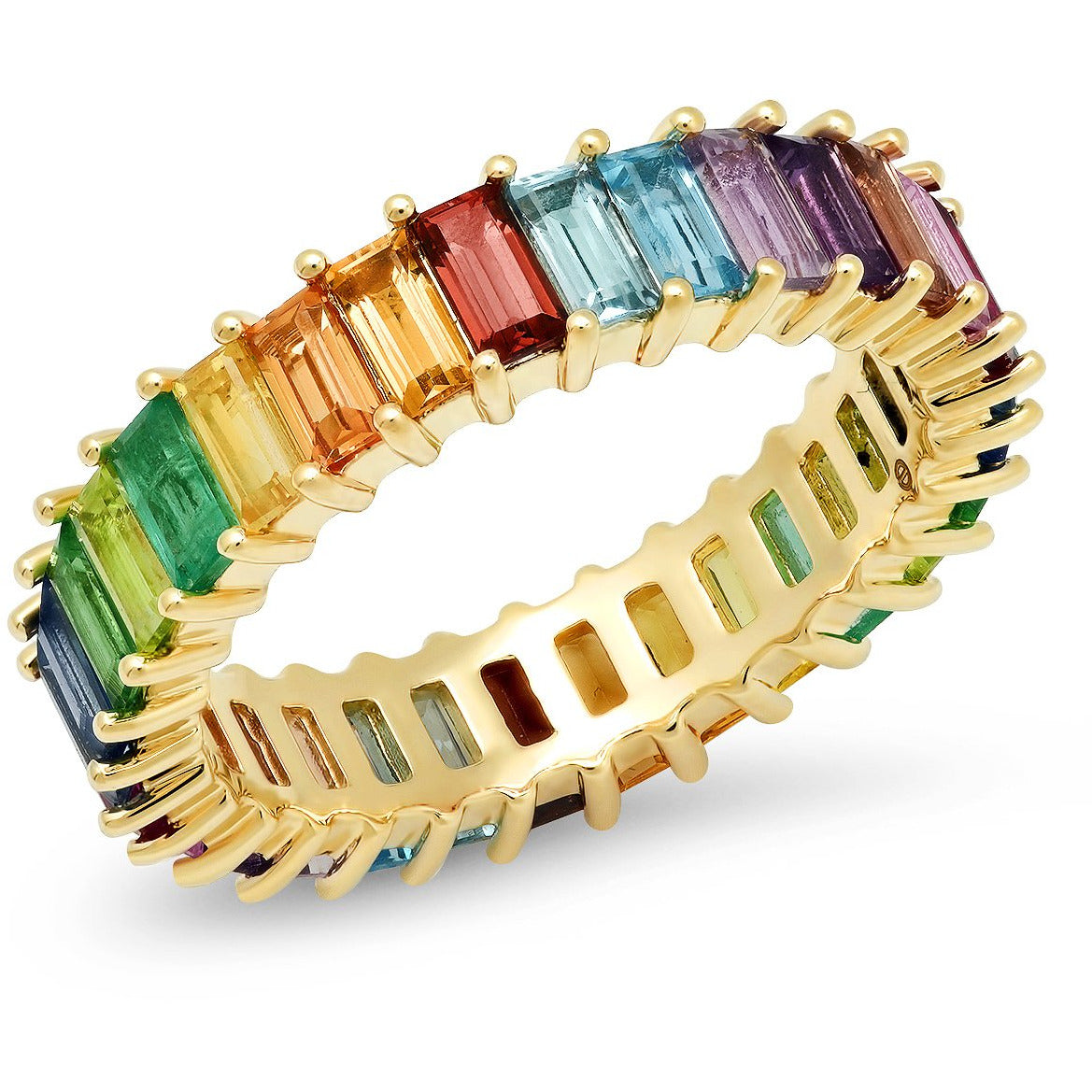 Multi Colored Vertical Baguette Ring