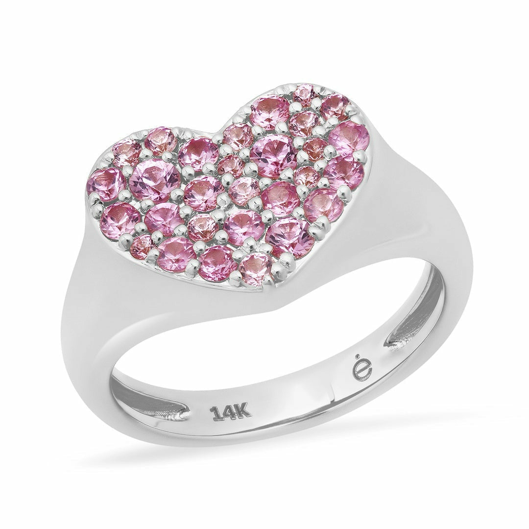 Pink Sapphire Smushed Heart Pinky Ring