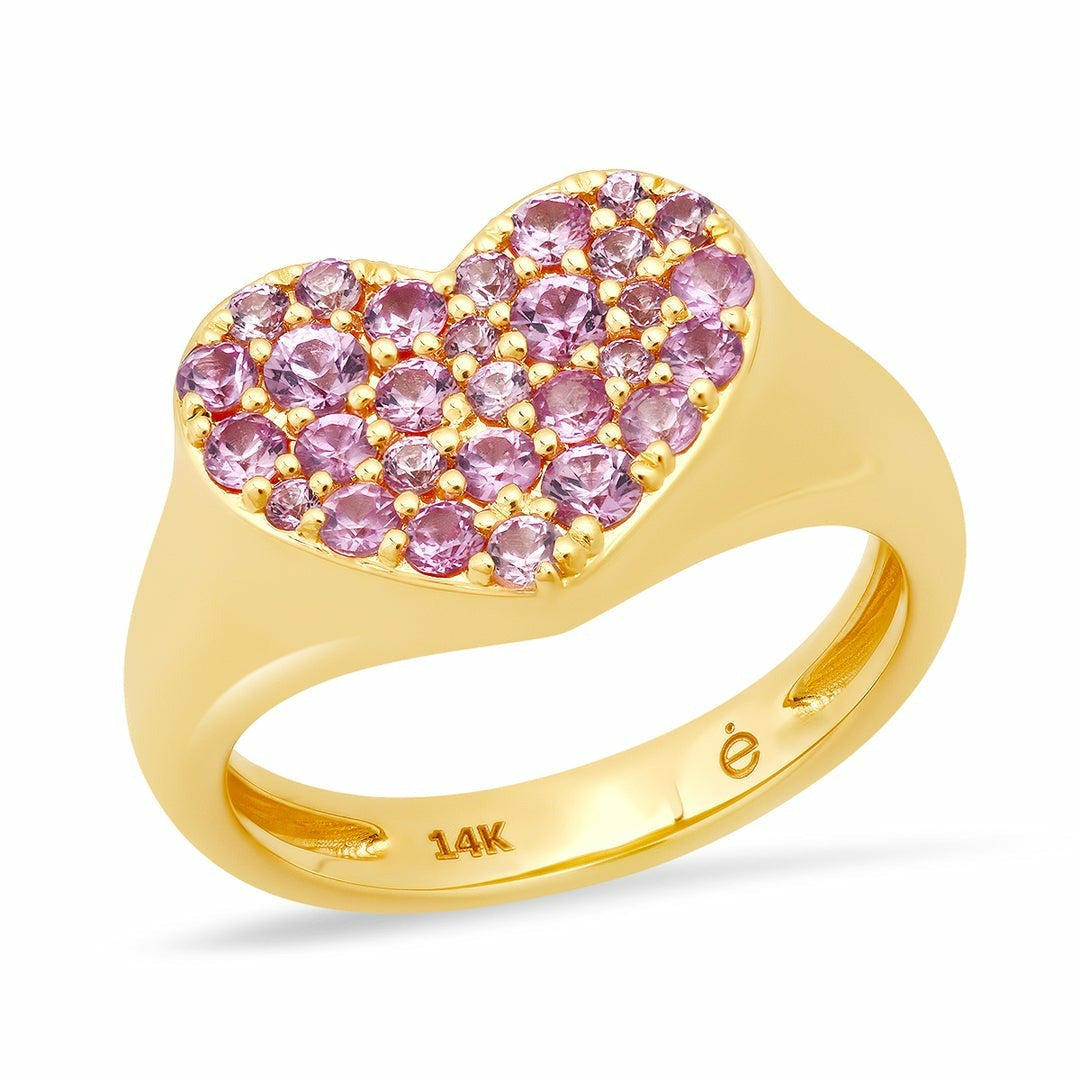 Pink Sapphire Smushed Heart Pinky Ring