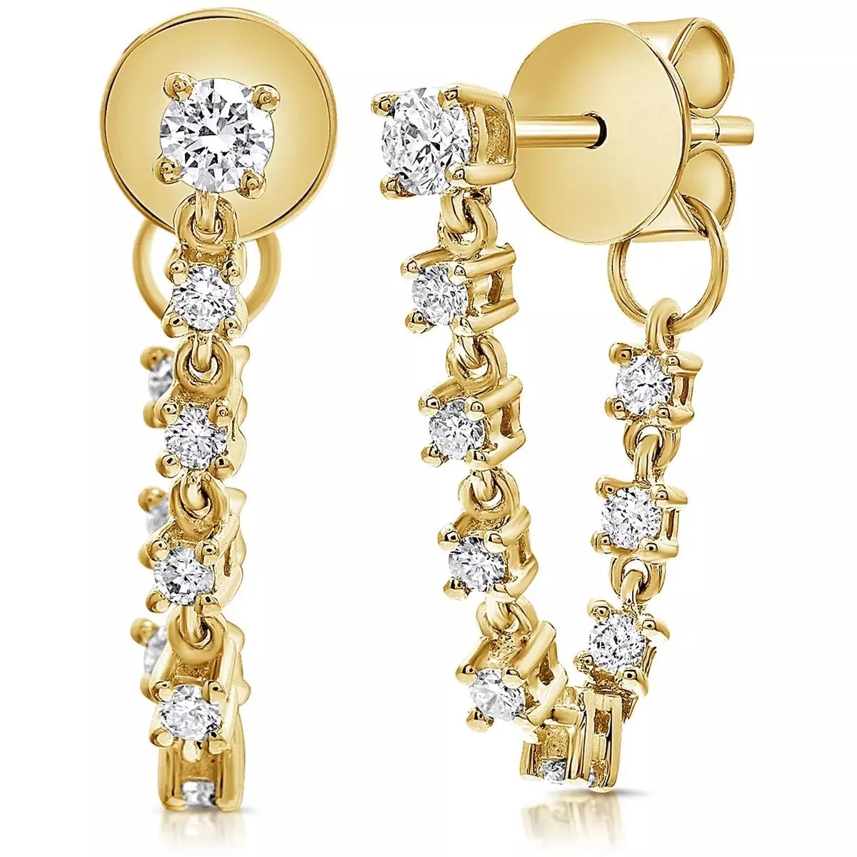14K Gold &amp; Diamond Chain Dangle Earring