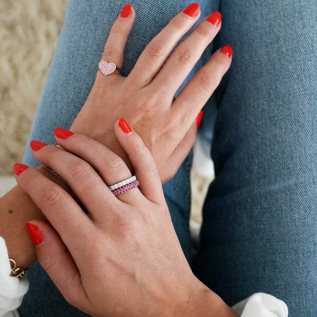 Pink Sapphire Smushed Heart Pinky Ring