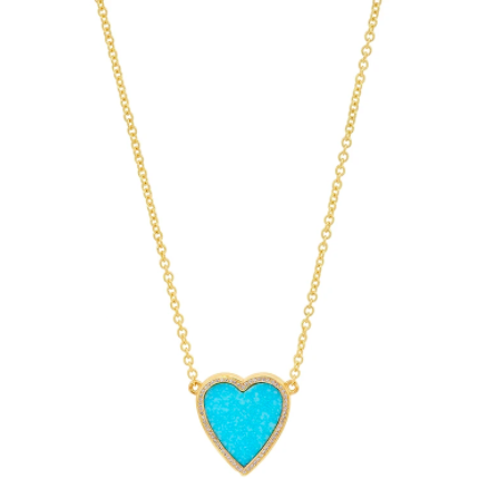 Mini Turquoise Inlay Heart With Diamonds