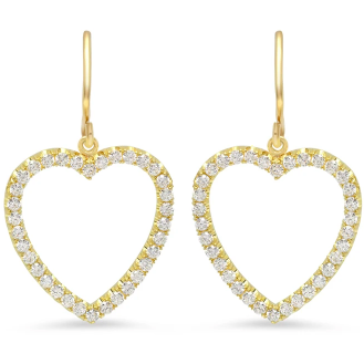 Large Diamond Open Heart Drop Earrings