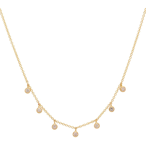 7 Mini Diamond Bezel Dangle Necklace 