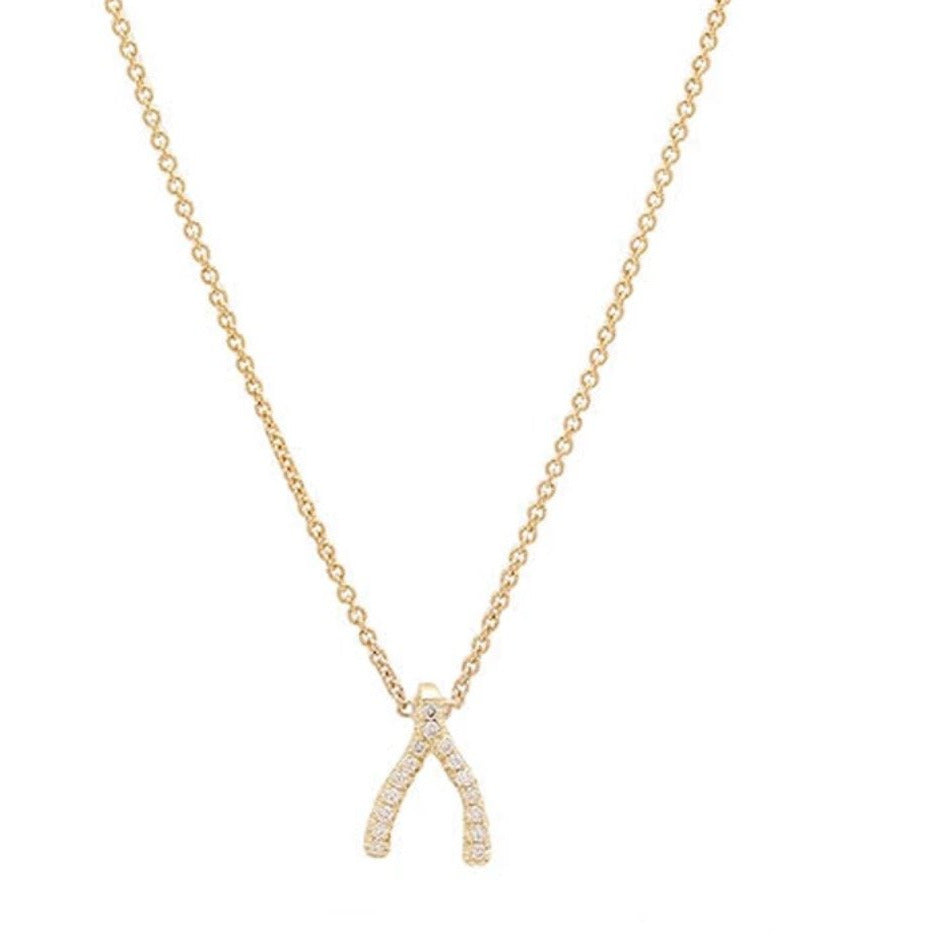 Diamond Mini Wishbone Necklace