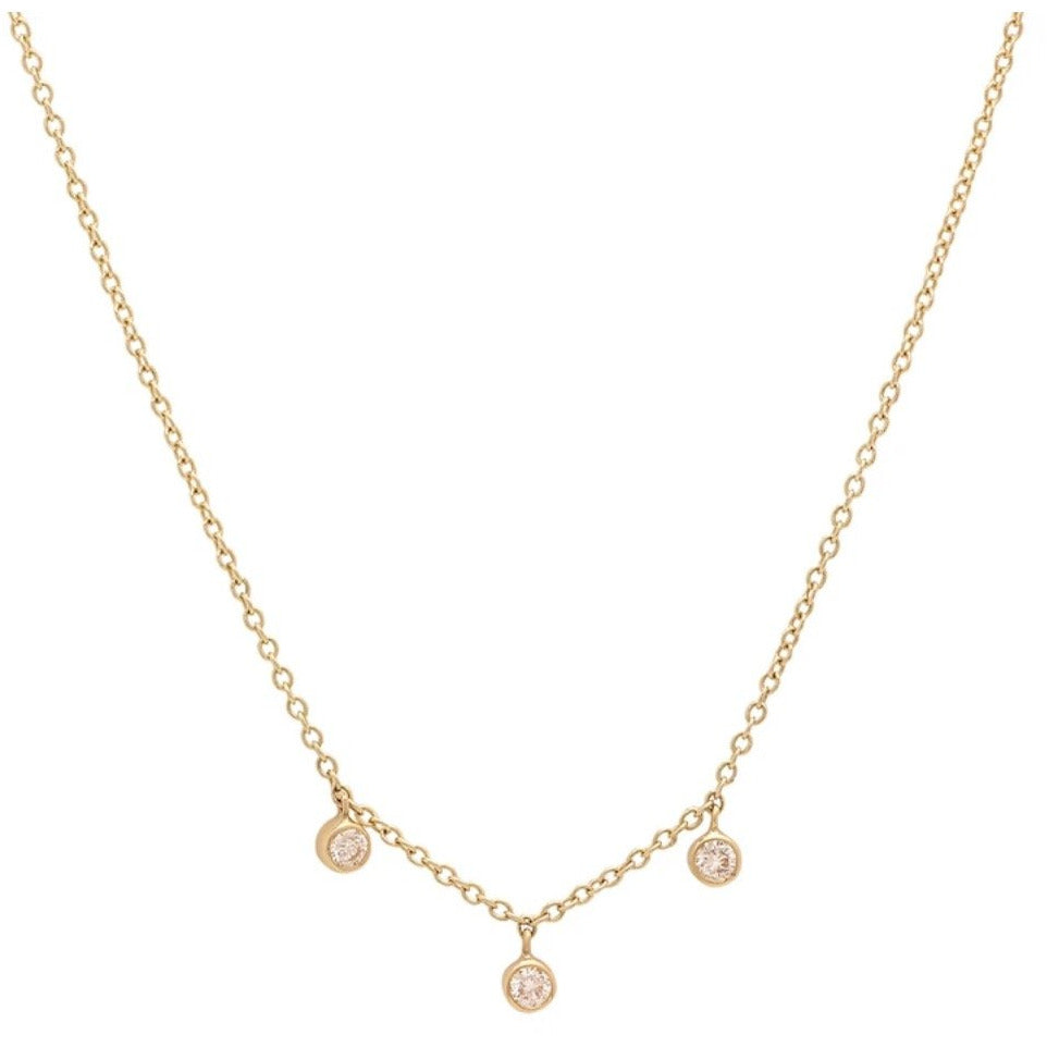 3 Diamond Mini Bezel Drop Necklace