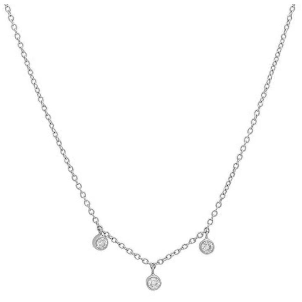 3 Diamond Mini Bezel Dangle Necklace