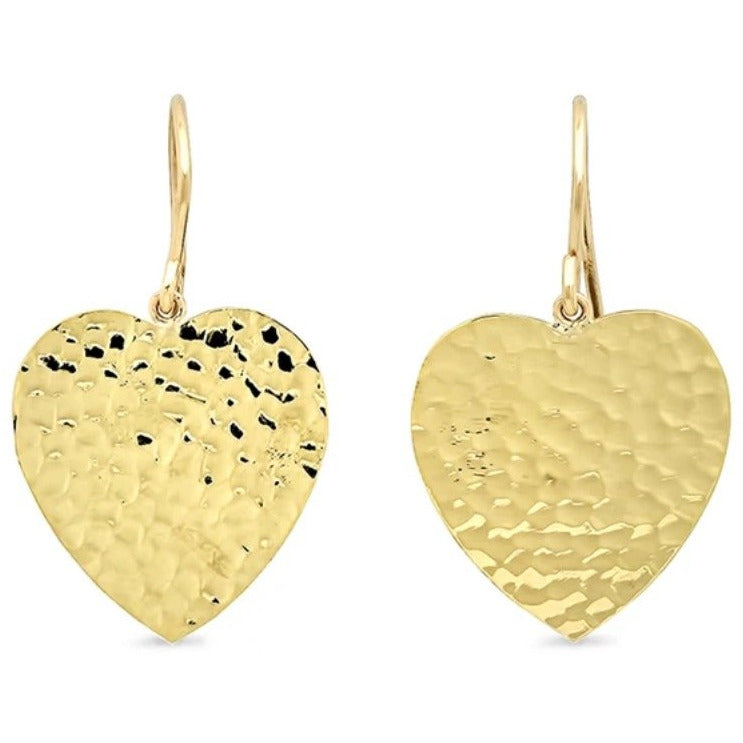 Hammered Heart Drop Earrings