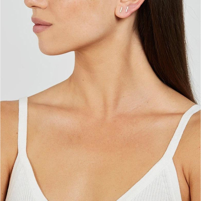 Diamond Bar Stud Earrings