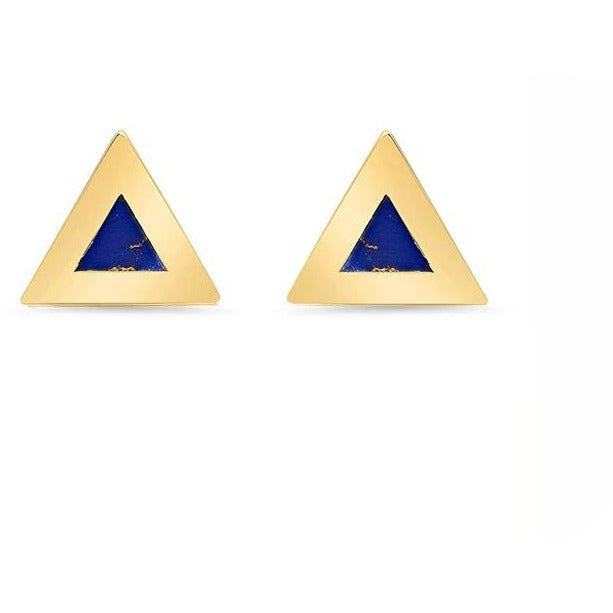 Lapis Inlay Mini Triangle Stud Earrings