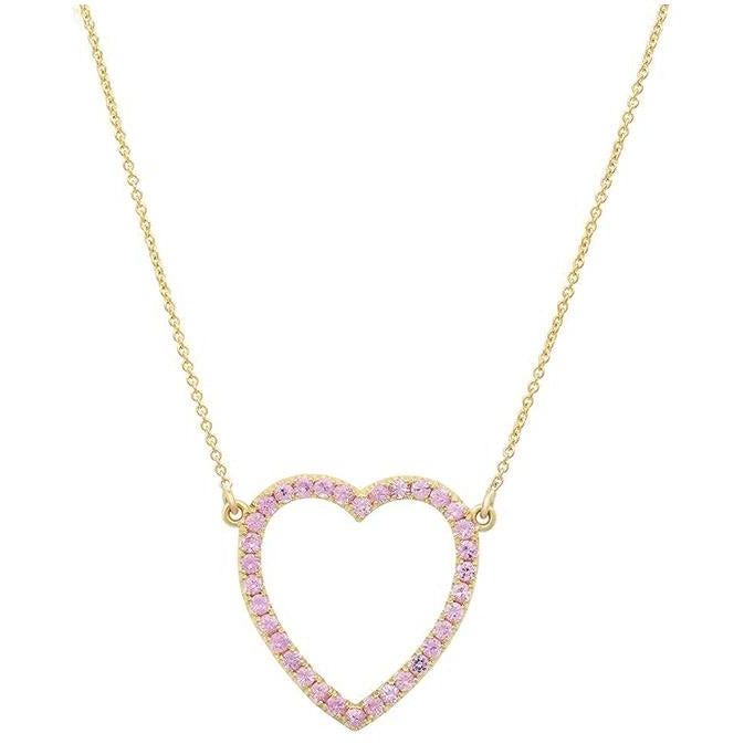 Pink Sapphire Open Heart Necklace